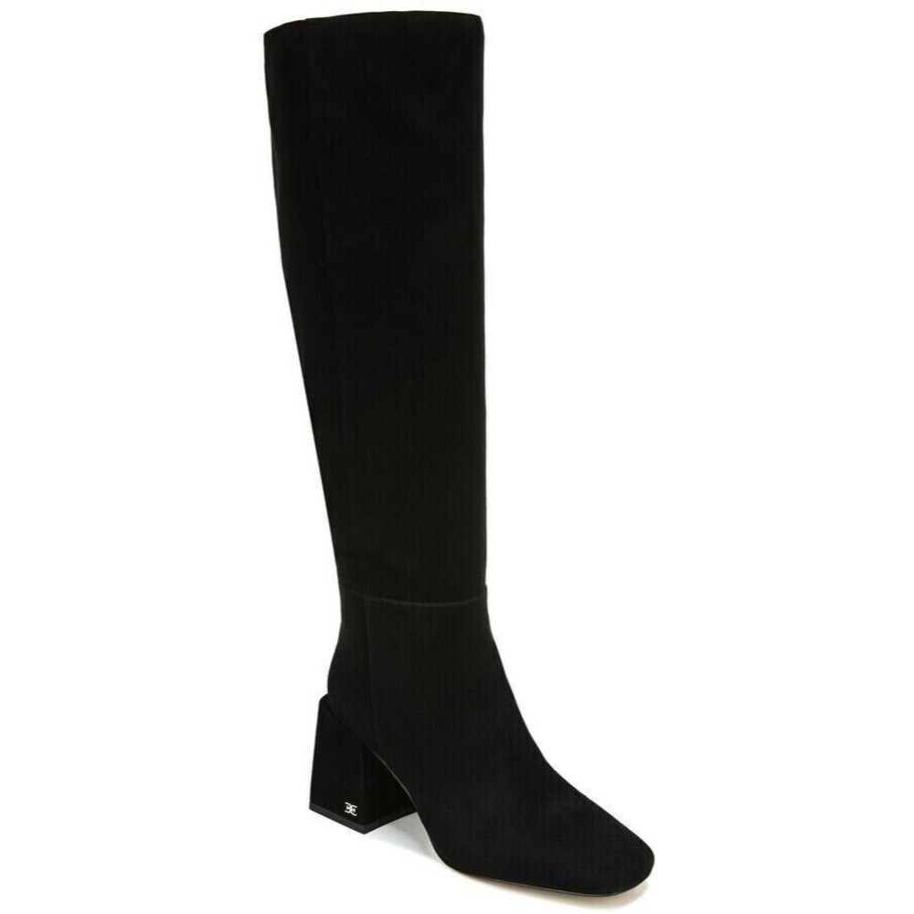 Sam Edelman Womens Black Davis Square Toe Block Heel Knee High Boots Size 7
